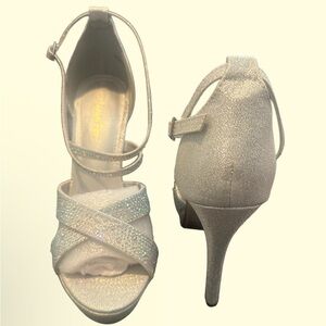 Silver glitter heels